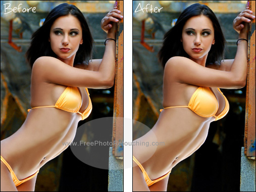 Breast augmentation with photo retouching