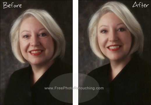 Middle aged woman looks 10 years younger with retouching