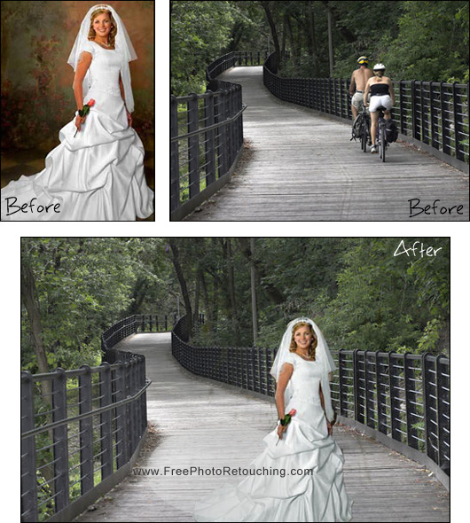 Change background in bridal photograph