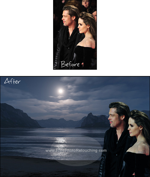 Get a romantic night beach background for your photo