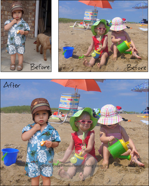 Place your child in a happy beach photograph