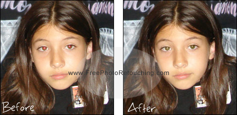 Red eye correction with photo editing